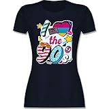 Sprüche Statement mit Spruch - I Love The 90s bunt - XXL - Navy Blau - 90er Jahre Tshirt Damen weiß - L191 - Tailliertes Tshirt für Damen und Frauen T-S