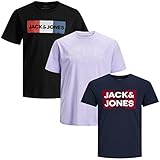 JACK & JONES Herren T-Shirt 3er Pack Big Size Übergröße Rundhals O-Neck Tee T Shirt 2XL 3XL 4XL 5XL 6XL 7XL 8XL (XXXXXXXL, 3er Paket Big Size # 92)