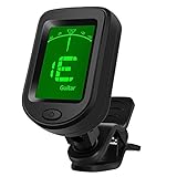 DIKAM Gitarrenstimmgerät, Clip-on-Tuner für 12 gleichtemperierte/Ukulele/Gitarre/Bass/Violine, automatischer Stimmmodus - Classical Black