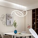 Tonhandisplay LED Pendelleuchte 9642 weiß Ø 50 cm 96W Deckenleuchte mit Fernbedienung Lichtfarbe/ Helligkeit einstellbar dimmbar Deckenlampe Leuchte led light Lampe A+ (9642 weiß)