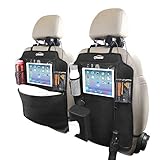 Oasser Auto Rückenlehnenschutz Kinder 2 Stück Autositzschoner Rückenlehne Rücksitz Organizer wasserdichter Rücksitzschoner mit 10 Zoll Durchsichtigem iPad Tablethalter 1 Tissue Box