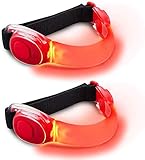 Alviller 2 Stuck LED Armband, Reflective LED Armbänder Leuchtband Reflektor Kinder Nacht Sicherheits Licht für Laufen, Joggen, Hundewandern, Bergsteigen, und Outdoor Sports (Rot/2 Stück)