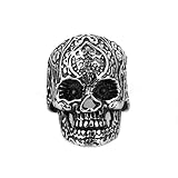 Bishilin Herren Ringe Partner Edelstahl Gr.65 (20.7), Ringe Personalisiert Vintage Filigran Totenkopf Männer Ring Silber Biker Freundschaftsringe Beste F