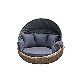 Daybed Ronda Natur-braun Rundgeflecht Sonnenliege Polyrattan Lieg