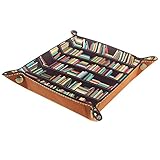 Valet Tray, PU Leder Catchall, Tray Organizer, Aufbewahrungsbox für Uhren Schmuckmünzen Key Wallet Library Bücher Regal Vintag