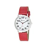 Ravel - Unisex - Armbanduhr mit großen Ziffern - Rot/silbernes Ton/weißes Zifferb
