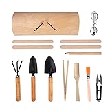 MagiDeal Gartengeräte Set 14-TLG. Gartengeräte Pflanzhandschaufeln Gartenkellen mit Holzschaufel & Rechen Transplantationswerkzeug