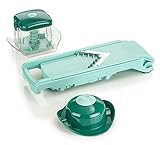 Genius Nicer Dicer Fusion Slicer Set Speed Gemüseschneider Gurkenhobel - Verstellbarer Hobel mit V-Klinge aus Edelstahl - Mandoline mit J