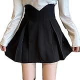 ERTYUIO Kurzer Rock Mit Schlitz Hohe Taille Abnehmen Plissee Einfarbig Slim Fit Hüftrock A-Linie Rock Kurzer Rock-A_S