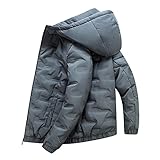 Jacke Herren Mit Kapuze/Stehkragen Loose Daunenjacke Herren Herbst Winter Warm Verdicken Winddichte Jacke Herren Komfortabel Lassig Reißverschluss Jacke Herren B-Gray Green XL