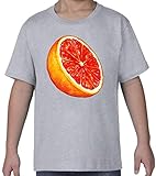 Grapefruit Cartoon Vector Cross Section Art Grau Kids Crew Neck T-Shirt M