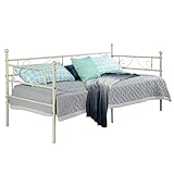 H.J WeDoo Klassisch Bettsofa Schlafsofa Gästebett Einzelbett Single Bett Metallbett Tagesbett Metall Bettgestell Bett Sofa für Kinderzimmer Gästezimmer Schlafzimmer Balkon Garten Bett - Beig