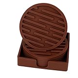 SAVITA 6-teiliges Getränkeuntersetzer-Set mit Halter, Bar-Untersetzer Gläser Weiche Silikon-Untersetzer für getränke Tassenunterlage für Möbelschutz rutschfest Antihaft - B