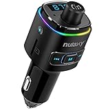 NULAXY Bluetooth FM Transmitter für Auto, Bluetooth Adapter Auto mit 7 Farbe LED Backlit, QC3.0 Auto-Ladegerät unterstützt Siri Google Assistent USB Drive TF Karte Handsfrei Sprechen NX09