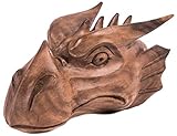 Windalf Großer Drachenkopf Lyndi 25 cm Holz Drache Deko Handarbeit aus H