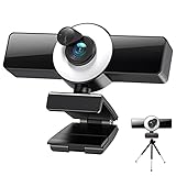 GQFDBS Webkamera 1080P, HD-Webcam mit Mikrofon und Sichtschutzabdeckung, USB-Computerkamera, Plug and Play, Weitwinkel-Webcam mit Ringlicht, für Zoom/Live-Streaming und Videoanrufe (Schwarz)