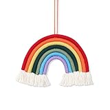 Macrame Rainbow Decoration Tassel Bohomian Handmade Tapestry Wall Hanging Cotton Yarn Macrame 7 Braided Children'S Birthday Decoration For Children'S Room Home Decoration Party Supplies Nursery