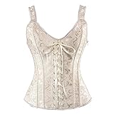 GFGHH Damen Corsagentop Vollbrust Träger Bluse Korsett Bustier Corset Shirt Top Vintage Korsage Retro Klassische Waist Shaper Forming Schnürung mit Strapse Spitze Gothic übergröße Sexy Günstig Eleg