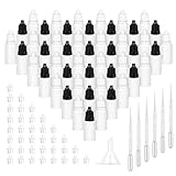 60Pcs 10ml Tropfflaschen Augentropfenflaschen Kunststoff Leer Flasche 10ml Liquid Behälter Nachfüllbare Tropfflasche 10ml Liquid flaschen mit 6Dropfer+1 Mini Trichter für Augentropfen,Ohrentrop