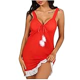 Weihnachten Pyjama Damen Dessous Sexy Unterwäsche Frauen Sexy Set Push Up Reizwäsche für Sex Damen Sexy Schlafanzug Frauen Erotische Dessous Frau Negligee Negligee Dessous S