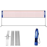 choemore 3–6 Meter Badminton-Netz Tragbares,Federballnetz Trainingsnetz mit Edelstahlhalterung für Garten und Außenbereich (6m)