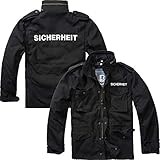 Brandit M65 Jacke SCHWARZ MIT Aufschrift Security O. Sicherheit GESTICKT Security Jacke, Größe:3XL, Aufschrift:S