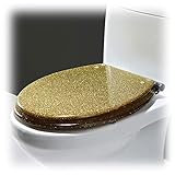 WC-Sitz Soft Close, ovaler Glitzer-WC-Sitz mit Schnellverschluss ist leicht zu reinigen, Badezimmer-Harz-WC-Sitz (Farbe: Gold-Glitter) (Gold)