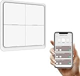 Tuya ZigBee Smart Button Szenenschalter, 4-Gang Wireless 12 Scene Wandschalter Push Button Controller 4-Wege-Panel, Erforderlicher ZigBee Hub, Smart Life App C