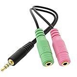 deleyCON Kopfhörer Headset Splitter Audio Klinken Y Adapter Kabel Stereo - 1x 3,5mm Klinke Stecker CTIA 4 Polig TRRS auf 2x 3,5mm Klinke Buchse - 1x Klinke Anschluss auf Kopfhörer und Mik