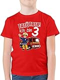 Feuerwehrmann Sam Jungen - Tatü Tata! Ich Bin 3 - rot - 104 (3/4 Jahre) - Rot - sam 3 Tshirt - F130K - Kinder Tshirts und T-Shirt für Jung