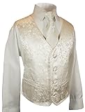 Festliches Jungenwesten Set 3tlg Ivory Elfenbein + Hemd + Krawatte 128-134 (8 Jahre)