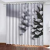 FTCAKET Curtains Weiß Schnee Pflanzen Gardine Weihnachtsmotiv 132x114 cm( Breite x Höhe) 3D Muster Gardinen Kinderzimmer Wohnzimmer 2 Stück Vorhänge Für Wohnk