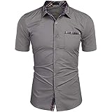 Hemd Herren Sommer Kariert Spleißen Kurzarm Shirt Herren Mode Work Lässig All-Match Hemd Herren Slim Fit Klassische Knopfleiste Komfortabel Tops H