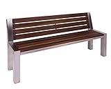 RB-Edelstahl Design Edelstahl Gartenbank mit Rückenlehne, 180 x 52 x 80
