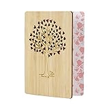 EKKONG Gefertigte Bambuskarte Beschreibbare mit Herz Baum, Geschenk für jeden Anlass - Grußkarte für Hochzeitstag, Geburtstag, Jub