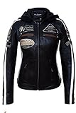 Urban Leather Damen Ur-157 damen motorradjacke mit protektoren, Schwarz, 3XL EU
