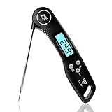 DOQAUS Grillthermometer Fleischthermometer Küchenthermometer Digital Thermometer mit 3s Sofortiges Auslesen, Faltbar Lange Sonde und LCD Bildschirm, Auto ON/Off für Küche, Grill, BBQ, Baby-Ernährung