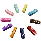 Harvey Sky 20 Meter 1,6 cm Gold Polka Dot Falten über Gummiband für Baby Mädchen Haarschleife DIY Handwerk Elastische Haarbänder Stirnbänder (10 Farben x 2 Yard)