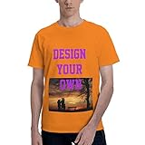 Custom Design Your Own Men's Basic Short Sleeve T-Shirt Tee Tops Cotton Orange S