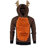 Poryu Herren Hoodie Pullover Sweatshirt Weihnachtspullover Winter Pullover Strickpullover Plus Samt Kapuzenpullover Streetstyle Hoodies Kapuzen Lang