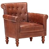 vidaXL Sessel Vintage-Charme Loungesessel Relaxsessel Polstersessel Ledersessel Armsessel Sofa Wohnzimmer Braun Echtes Zieg