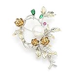 ZLXUEFL Broschen & Anstecknadeln Für Damenbroschen & Anstecknadeln Für Mädchengold Rose Simulierte Perle Kranz Blume Hochzeitsstrauß Broschen Für Frauen Und Männer Neujahrsgeschenk
