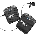 SYNCO Lavalier Funkmikrofon G1(A1), 2,4GHz Kabellos Ansteckmikrofon System, Wireless Microphone Mics bis zu 70m, Audioüberwachung 1 Transmitter 1 Empfänger für Kamera Smartphone Laptop DSLR C