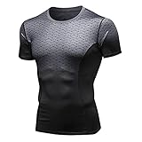 Sportshirt Herren Sommer Klassisch Mode Rundhals Slim Fit Herren Kurzarm Modern Basic Stretch Gradient Design Shirt Gym Workout Wicking Breathable Musk