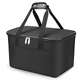 Pynhoklm Einkaufskorb Kühltasche isolierte Picknickkorb Große Thermokorb Kühlkorb Isoliertasche Faltbar Lunchtasche Picknicktasche für Lebensmitteltransport Frühstück/Mittagessen mitnehmen (Black)