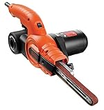 Black+Decker Bandschleifer KA900E mit Absaugung – Schleifmaschine für Holz, Metall, Stein, Gips, Keramikfliesen & Kunststoff – Zum Schleifen, Feilen, Schärfen und Entrosten – Bandmaße: 451 x 13