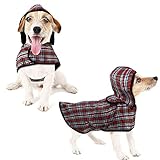 LeerKing Regenjacke Regenmantel mit Kapuze und Geschirr-Loch für Hunde Rücken 20cm bis 46cm wasserdicht Hundepullover 6 Größe für kleine Haustier M