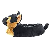 Millffy Klassische Häschen Hausschuhe – Erwachsene Größe Plüsch Tier Hausschuhe Kleinkind Kostüm Schuhe, Schwarz - Schäferhund - Größe: Larg