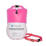 Sharplace Schwimmboje - Schwimmender Schleppaufsatz und Trockensack für Freiwasserschwimmer und Triathleten, Leichter sichtbarer Auftriebskörper für sicheres - Rosig