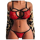 BaZhaHei Damen Reizwäsche Set Dessous Unterwäsche Nachtwäsche Stahlring Pyjama Transparente Verführerische Käfig-BH Elastischer Käfig-BH Riemchen Aushöhlen BH Bustier S